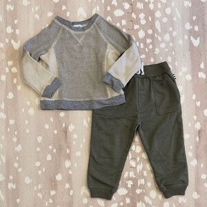 Splendid Boys 18–24M 2-Piece Outfit | Waffle Knit Top + Olive Joggers